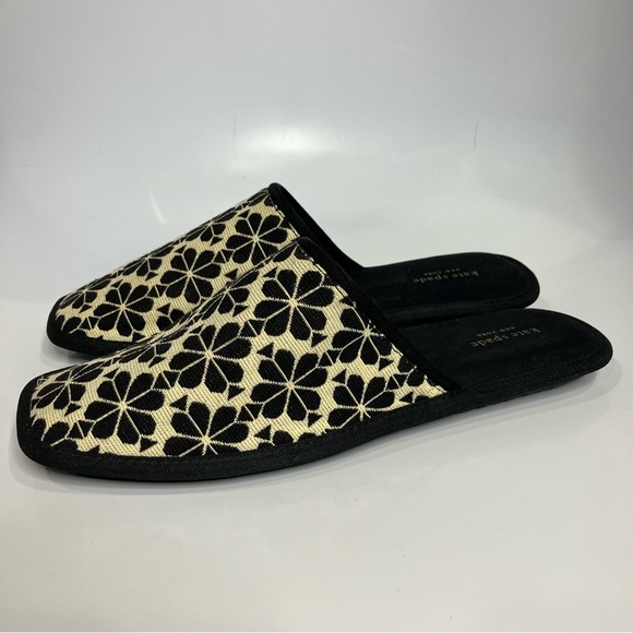 Kate Spade flower jacquard dove slippers women’s size 11 tan black luxury casual - Picture 4 of 9